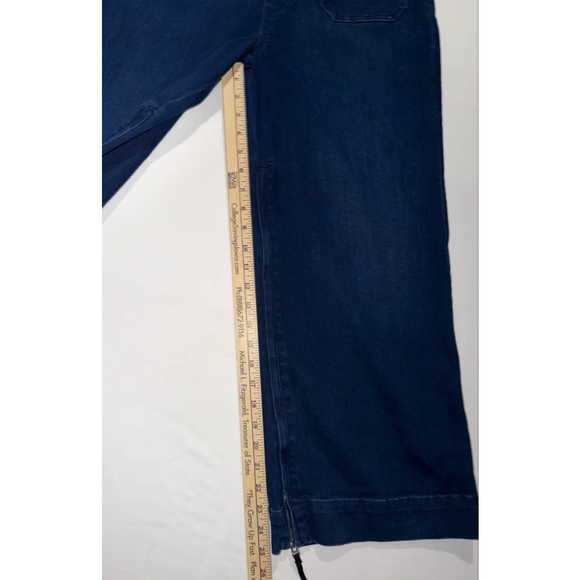 Maeve Anthropologie The Colette Pant 32 Dark Wash Denim Zippers Crop Wide Leg - Picture 9 of 15